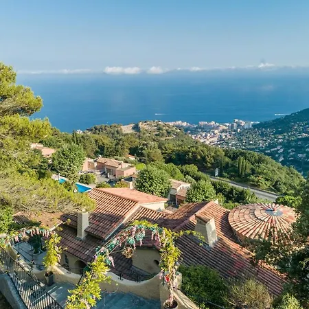 Birds Eye Luxury Castle Paranomic Views Of Monaco Monte Carlo Hills & Sea * La Turbie
